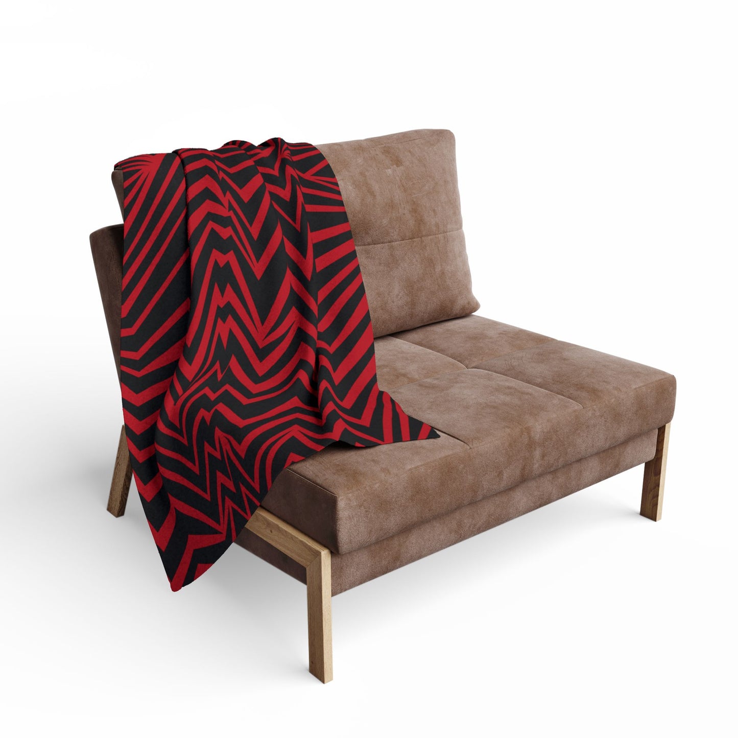 Fleece Black and Red Chevron Blanket
