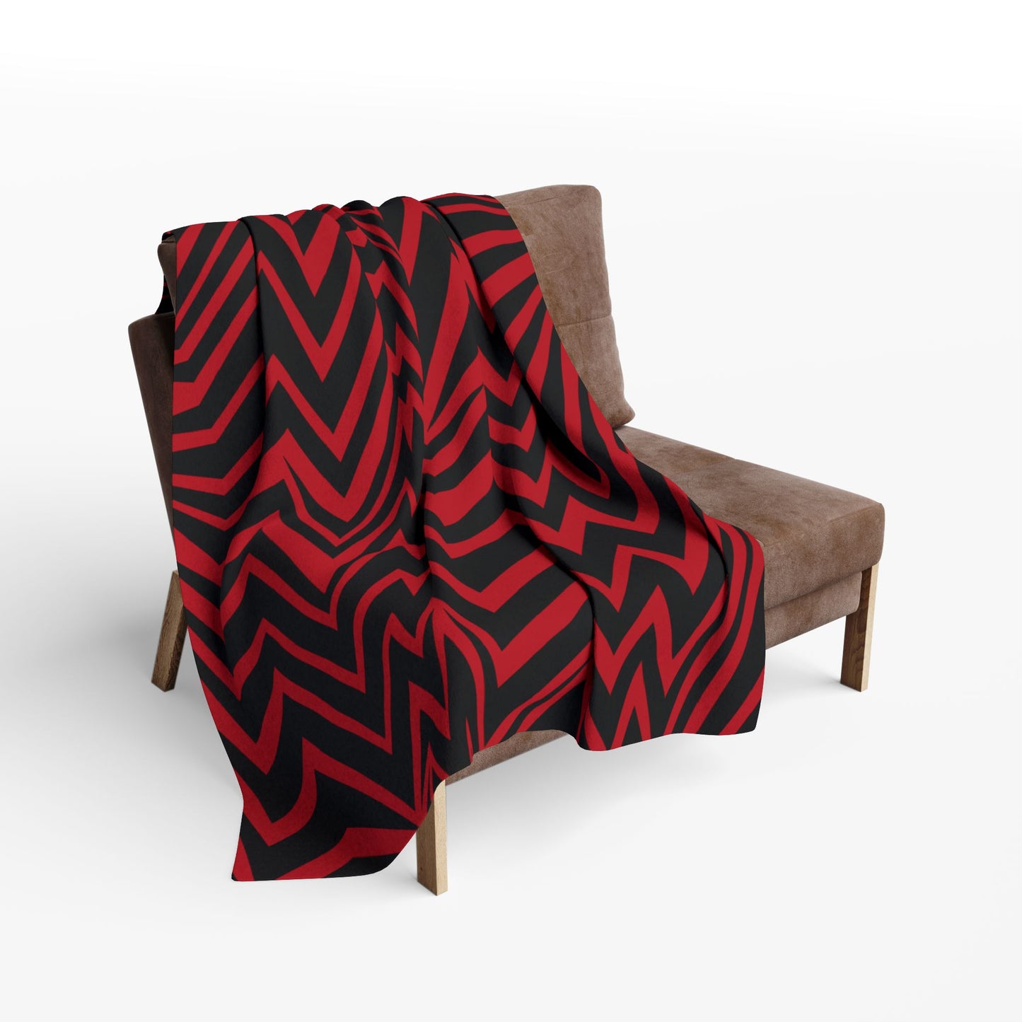 Fleece Black and Red Chevron Blanket