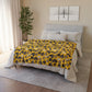 Moths and Flowers Mustard yellow Throw Blanket