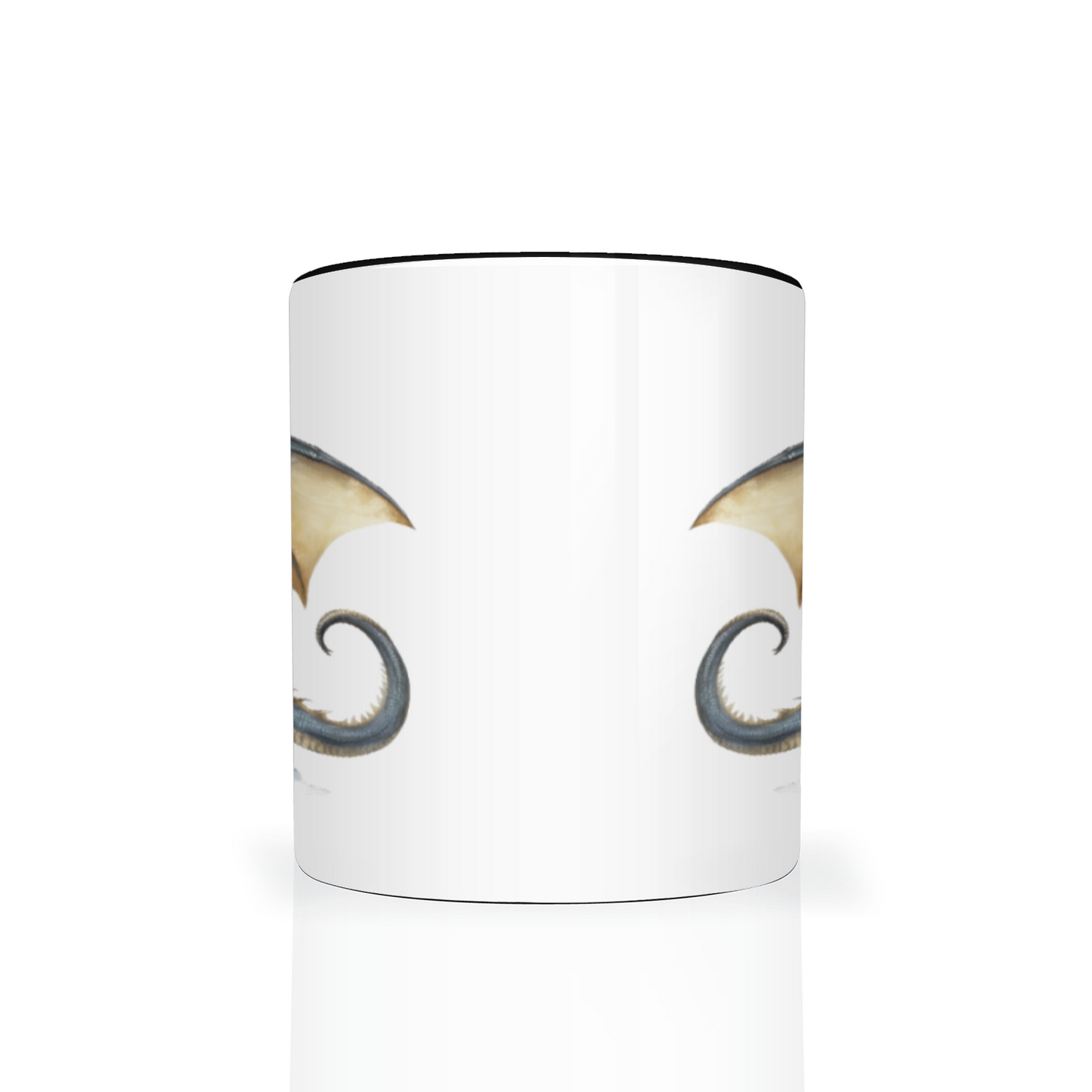 Mystical Dragon Mug – 11oz White Mug with Black Interior & Handle, Fantasy Drinkware