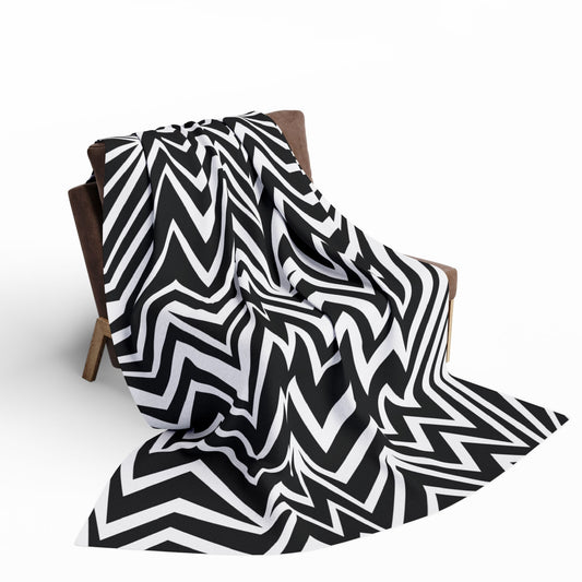 Arctic Fleece Black Chevron Blanket