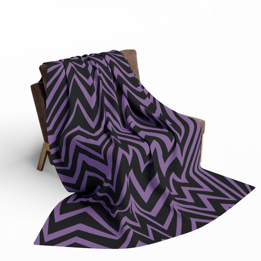Fleece Black and Purple Chevron Blanket