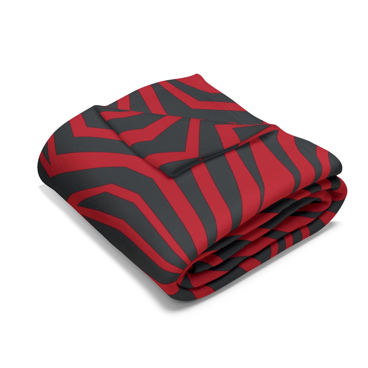 Fleece Black and Red Chevron Blanket