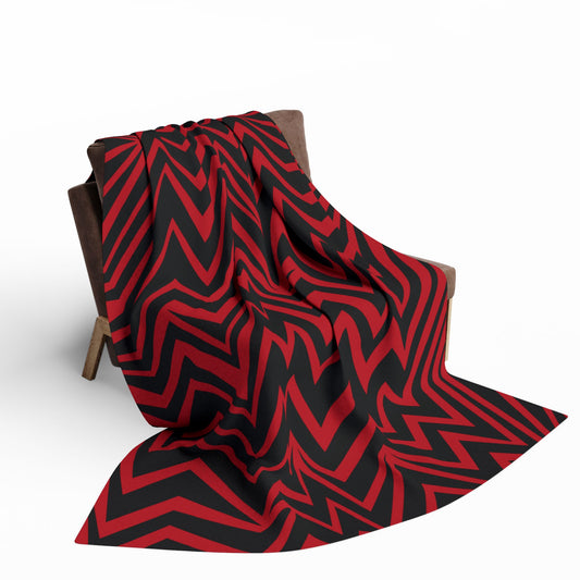Fleece Black and Red Chevron Blanket