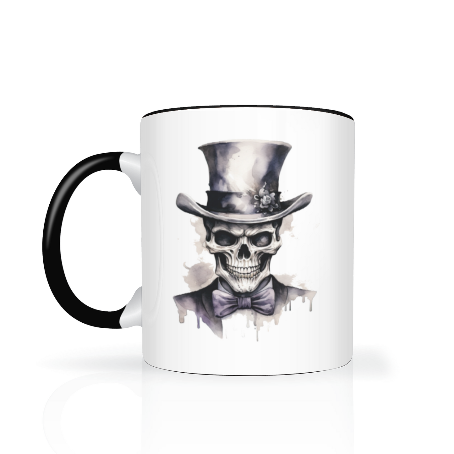 Spooky Skeleton Mug – 11oz White Mug with Black Interior & Handle, Gothic  Décor