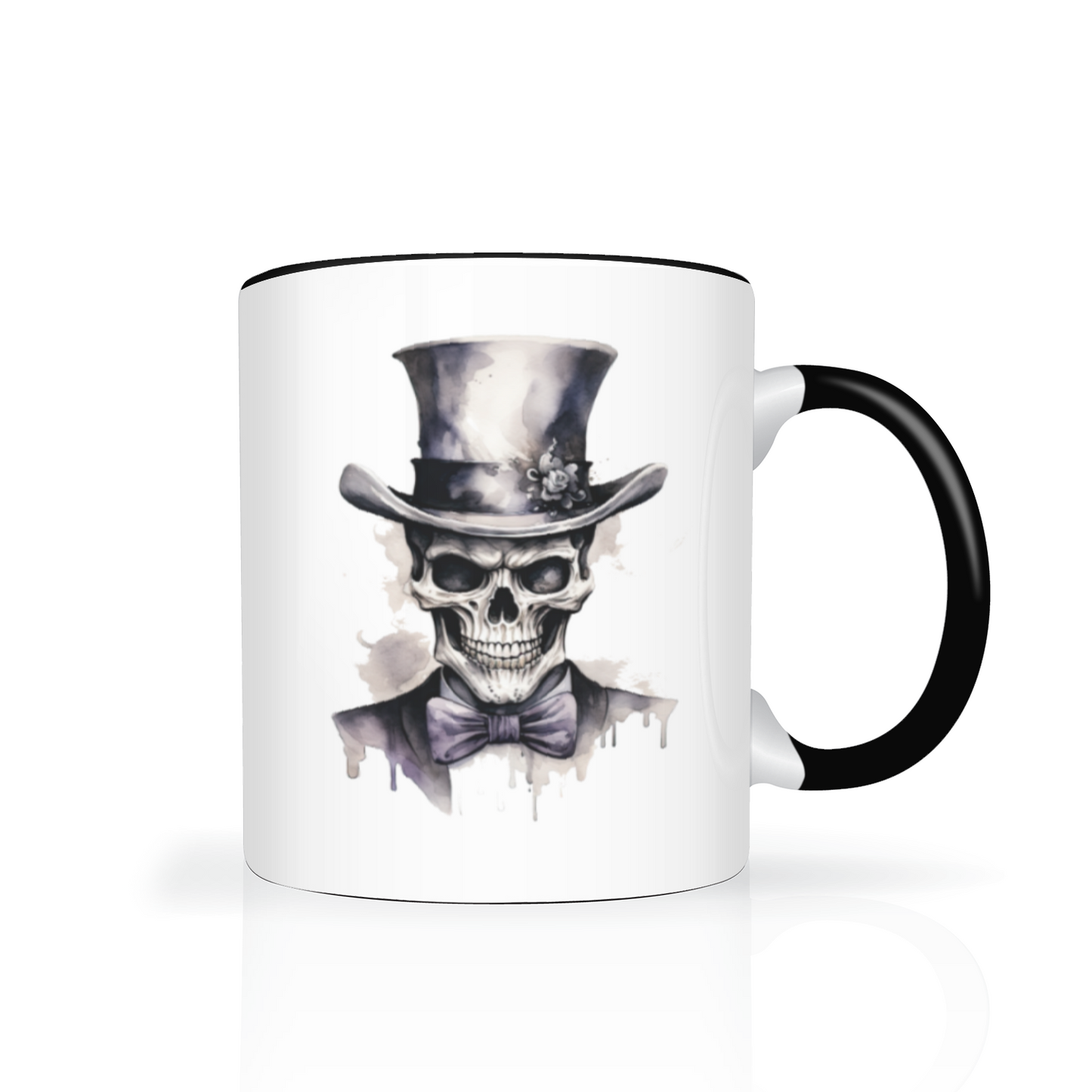 Spooky Skeleton Mug – 11oz White Mug with Black Interior & Handle, Gothic  Décor
