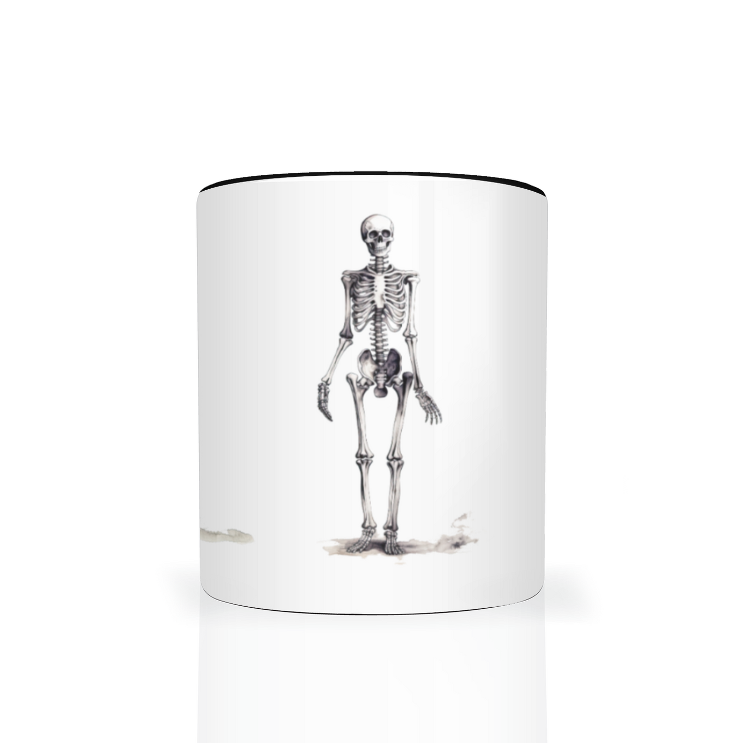 Gothic Skeleton Trio Mug – 11oz White Mug with Black Interior & Handle, Halloween Drinkware
