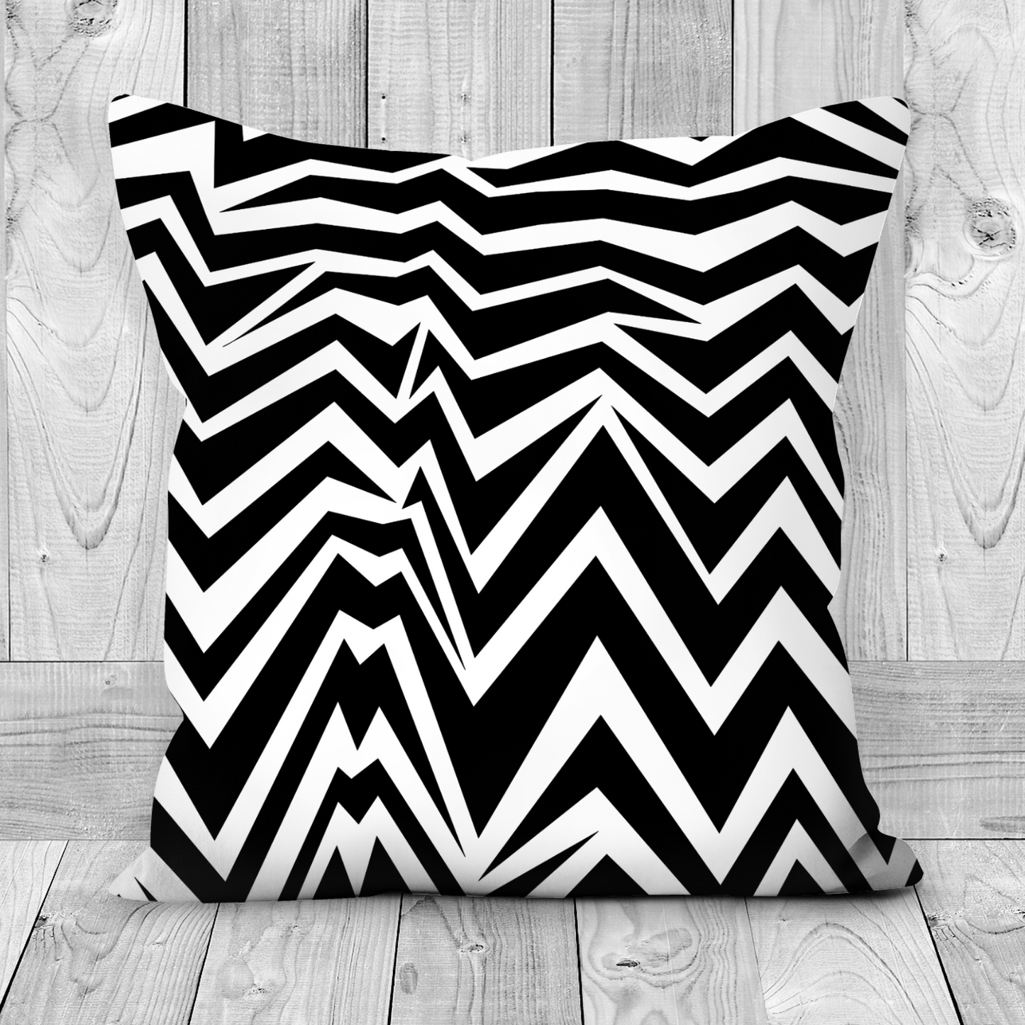 Gothic Black and White Zigzag Faux Suede  Cushion – Bold, Modern Statement Pillow for Edgy Décor