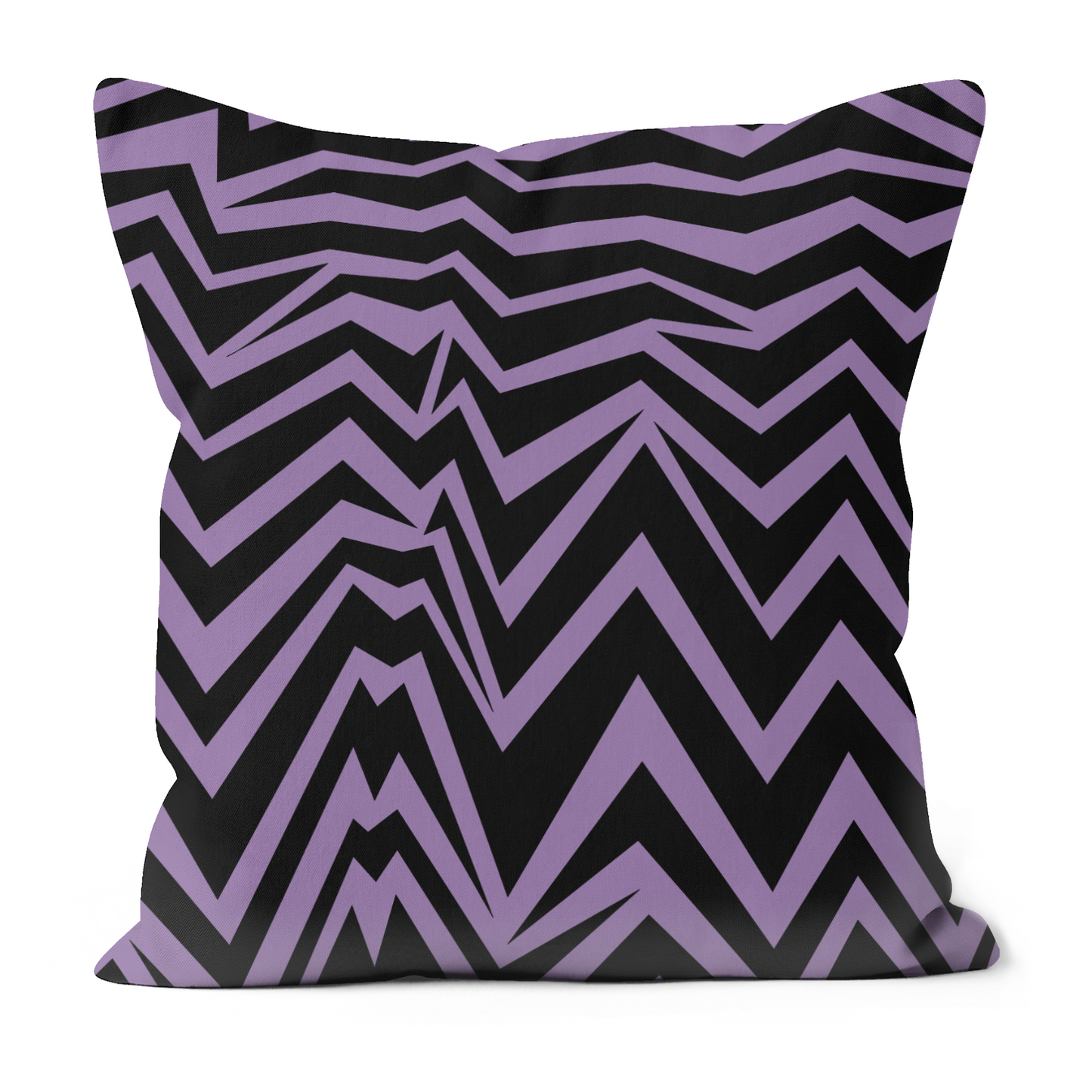 Gothic Black and Purple Zigzag Faux Suede  Cushion – Bold, Modern Statement Pillow for Edgy Décor