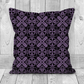 Gothic Faux Suede Cushion – Purple & Black Cross Damask Design