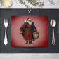 Gothic Santa Claus Hardwood Placemat – Unique Holiday Table Décor