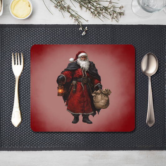 Gothic Santa Claus Hardwood Placemat – Unique Holiday Table Décor