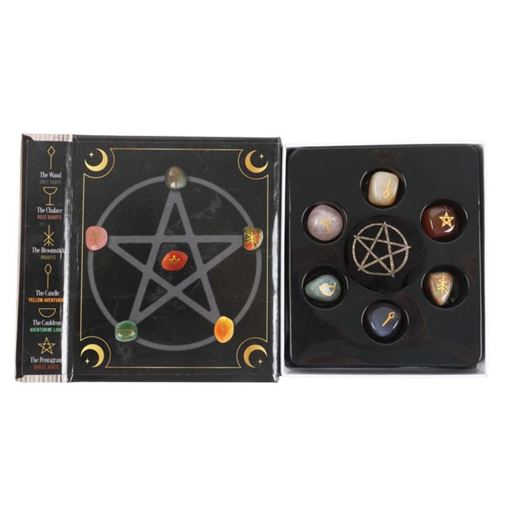 Inside the box of crystals, showing each crystal in a pentagon shape