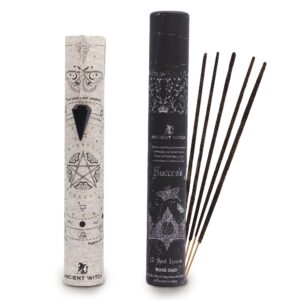 Black Obsidian Pendulum Incense Set – Ritual Incense Sticks with Divination Map – Spiritual Meditation Gift – Seduction Spell Incense