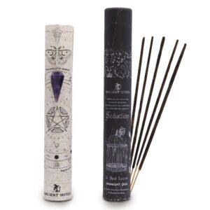 Amethyst Pendulum Incense Set – Seduction Spell Incense Sticks with Divination Map – Midnight Oud Ritual Incense – Spiritual Meditation Gift