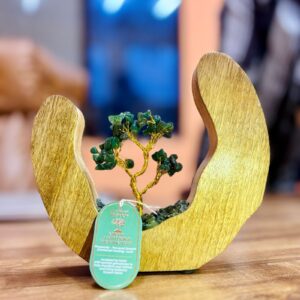 Gemstone Tree Garden - Mango Wood Open Ring - Green Aventurine – Luck & Prosperity Décor - 60 chipstones