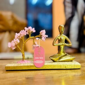 Rose Quartz Gemstone Yoga Garden – Namaste Pose (approx. 14cm)