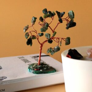 Small Green Aventurine Gemstone Tree on Green Agate Base – Crystal Tree Decor