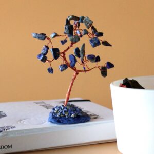 Small Sodalite Gemstone Tree on Blue Agate Base – Crystal Tree Decor