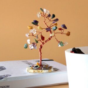 Small Multi-Stone Gemstone Tree on Natural Agate Base – Crystal Tree Decor